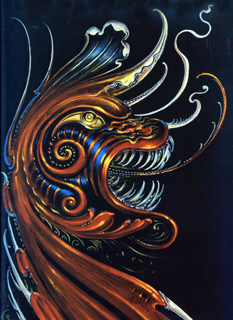 "Dragón Tribal" 1999 Óleo sobre madera.