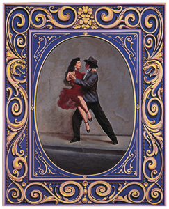 Tango (sobre foto de Aldo Sessa) 1998 Acrílico sobre tela 1 x 1 m.