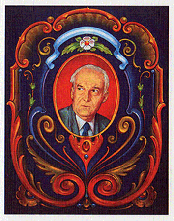 Retrato "Homenaje al Dr. Luis Federico Leloir", óleo sobre tela - 20060,60x0,80 m. Expuesto en su  Instituto en conmemoración de los 100 años de su nacimiento.